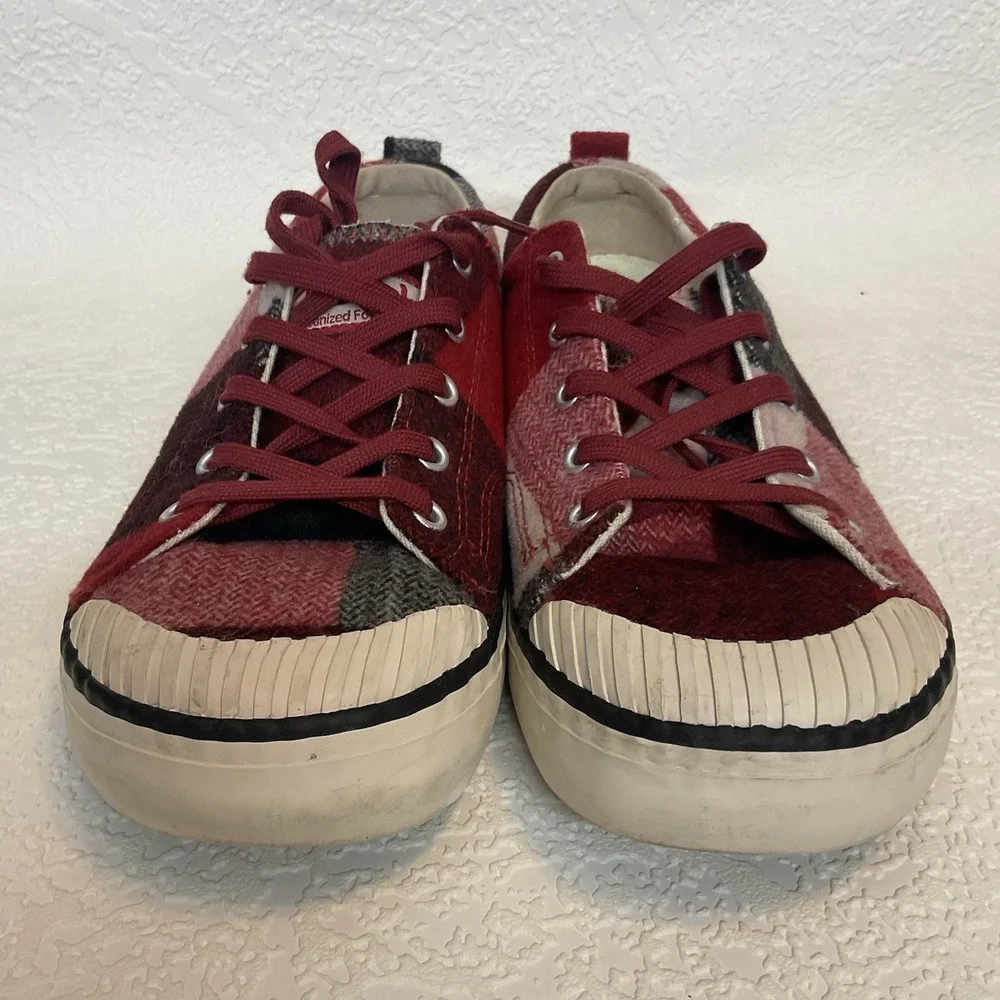 Keen Elsa Sneakers‎ Womens 9 Red Burgundy Buffalo Plaid Wool Lace Up 1019678